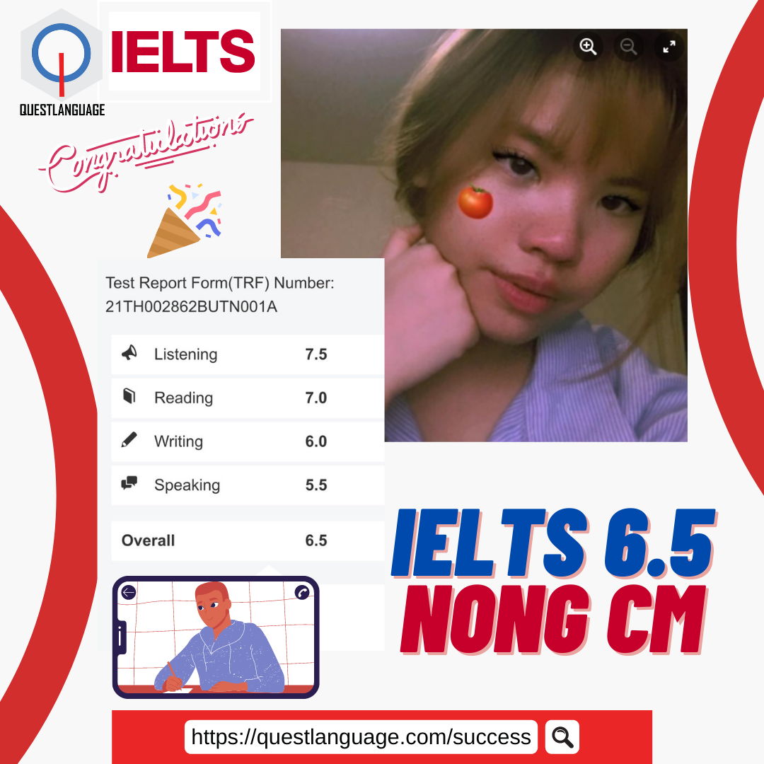 ขอแสดงความยินดีกับน้องเจ้าเมืองด้วยค่ะเรียน IELTS 6.5 overall Listening 7.5 Reading 7